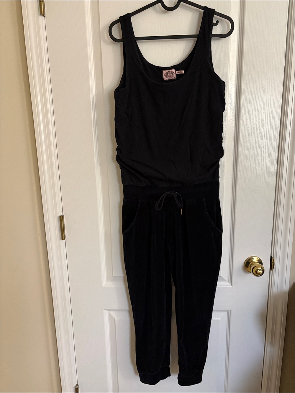 Juicy Couture Black Sleeveless Velour Jumpsuit